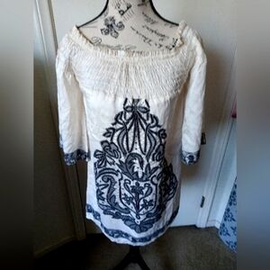 Silk Fully-lined Off shoulder Cream Dress